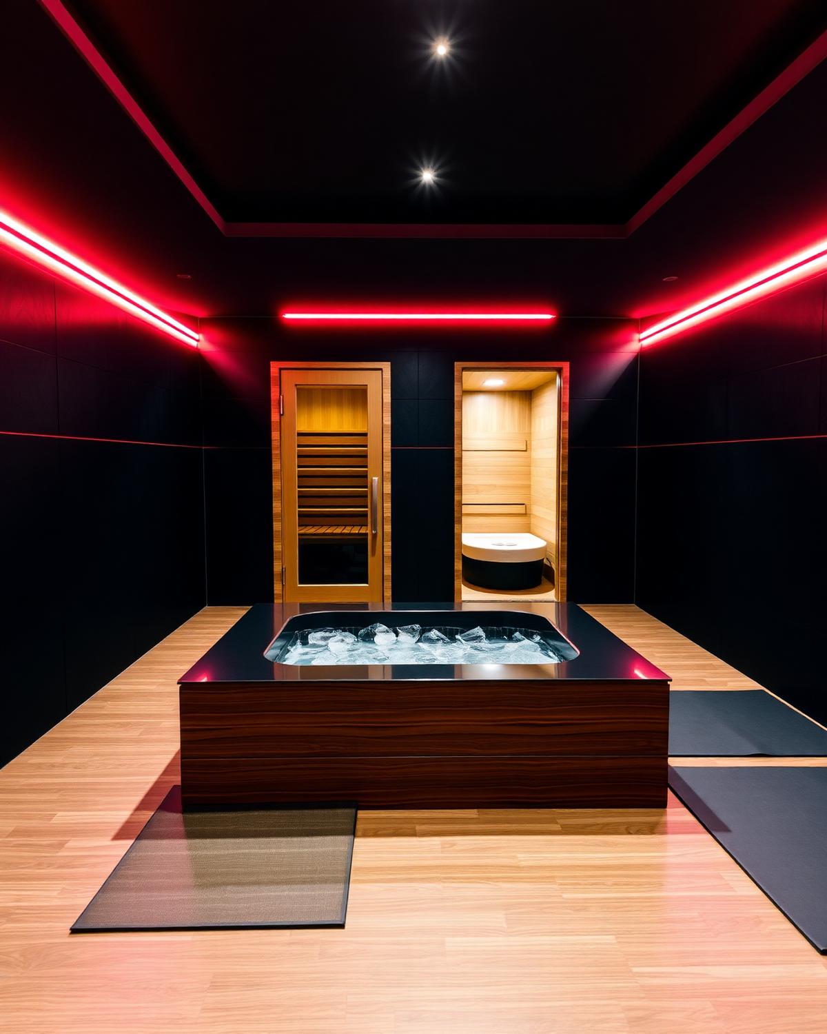 Recovery zone with sauna and ice bath