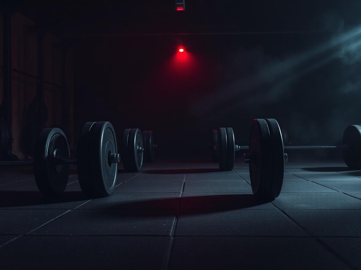 Weight training area with loaded barbells at GYM BUDDY